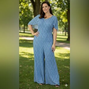 Maree Pour Toi Georgette Polka Dot Plus Size Jumpsuit 18